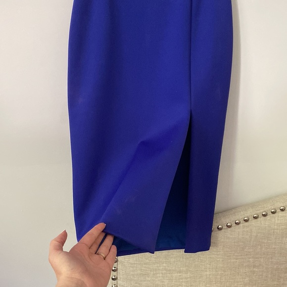 Blue pencil skirt with slit - Picture 2 of 9